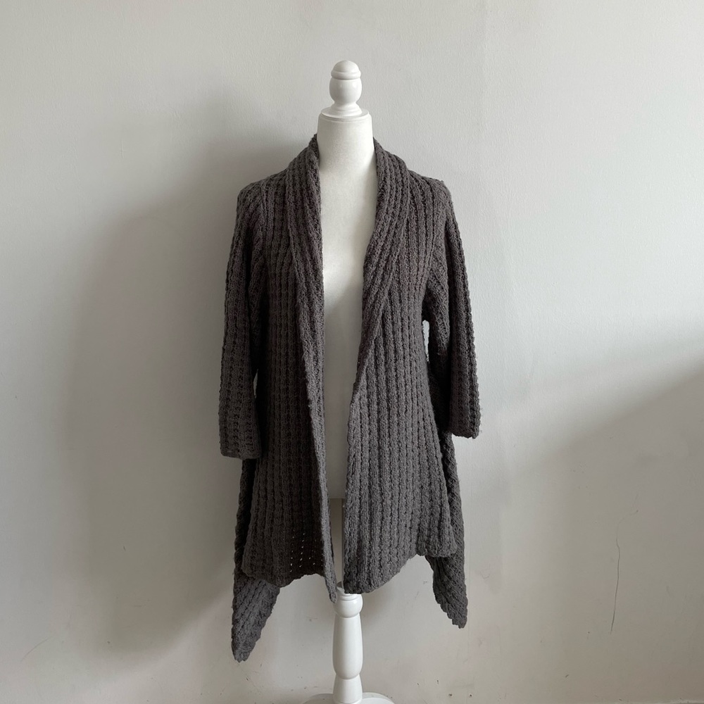 Kaktus Gray Knit Wool Blend Flowy Open Sweater Cardigan